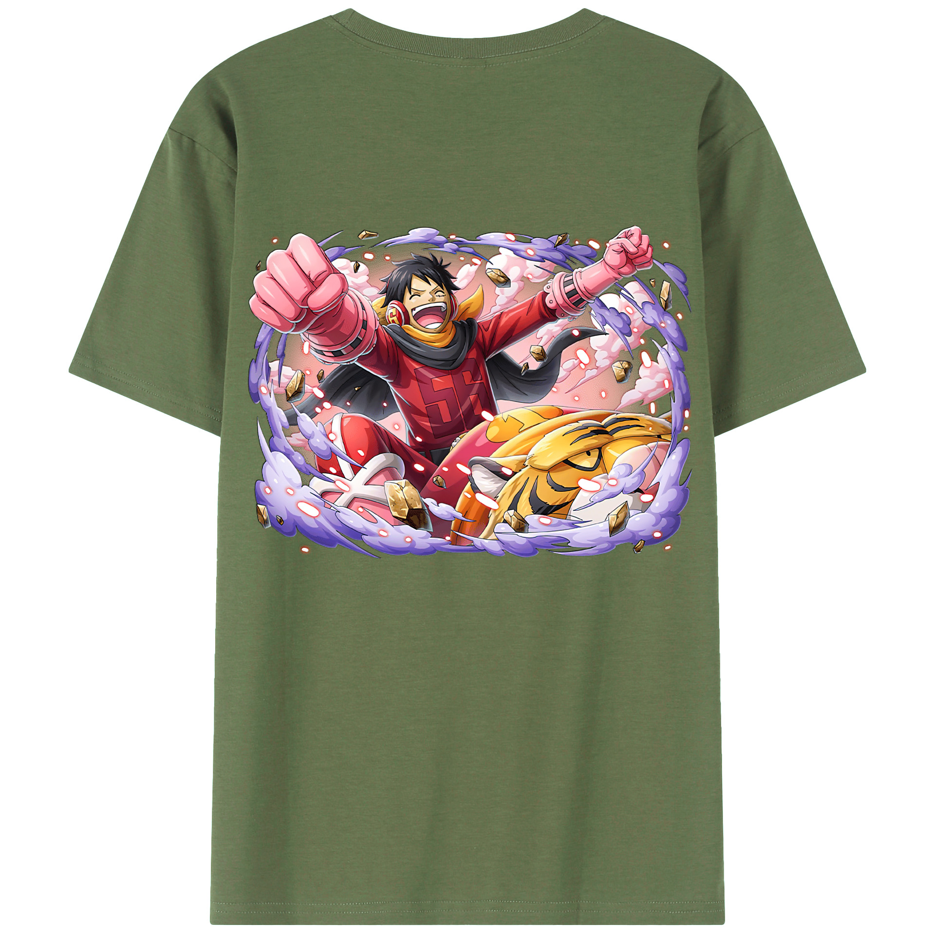 ワンピース モンキー・D・ルフィ ONE PIECE Monkey D. Luffy 綿100％ メンズ半袖Tシャツ（バックプリント） 通気性